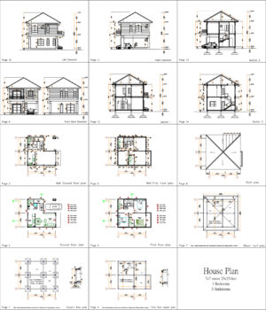 Small House Design 7x7m with 3 Beds - Small House Design Plan