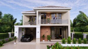 31x36 Small House Plan 9.5x11 M with 3 Bedrooms PDF Full Plan Front