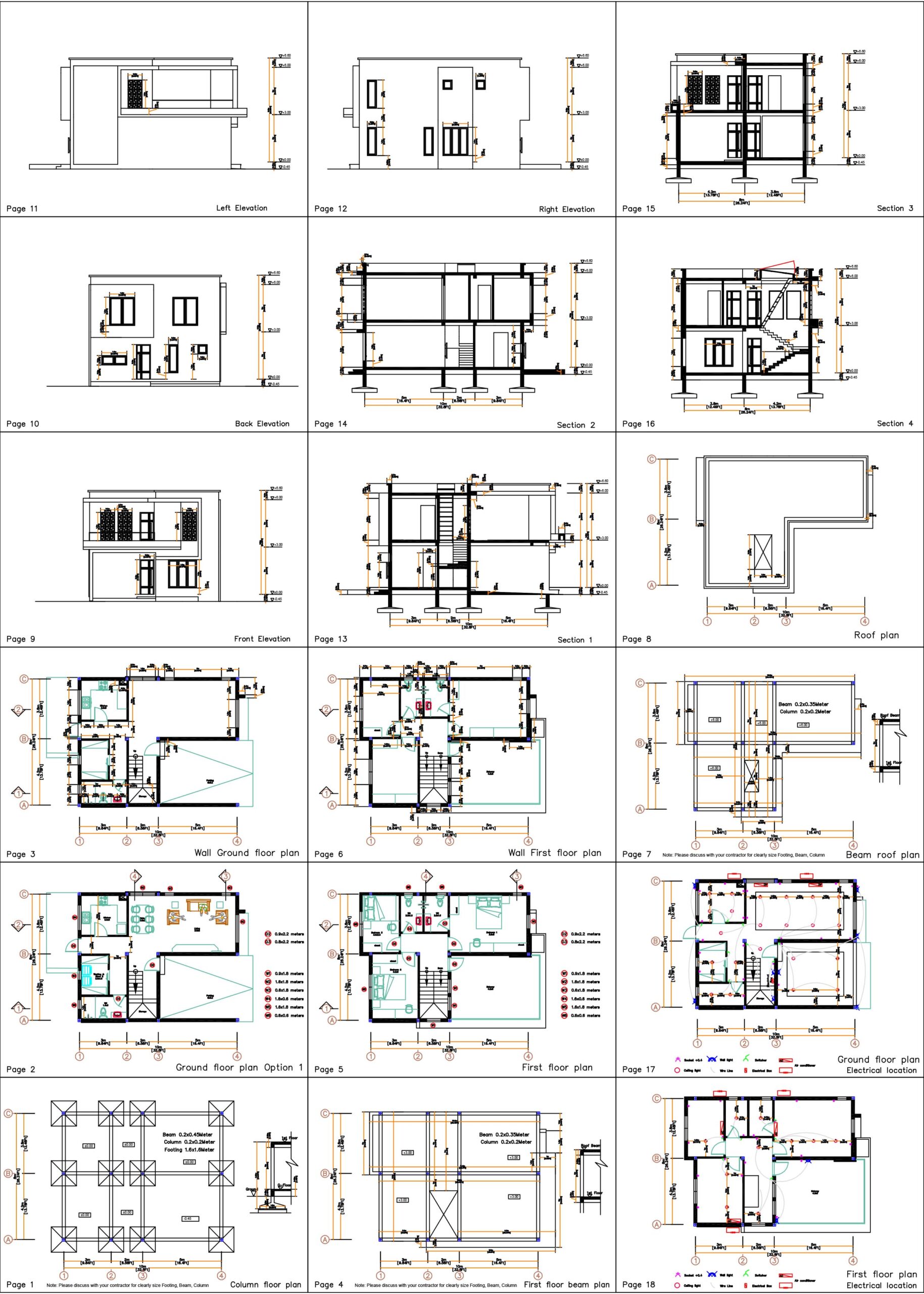 26x33 House Design Plans 8x10 Meter 3 Beds 3 Baths Terrace Roof PDF Plan all