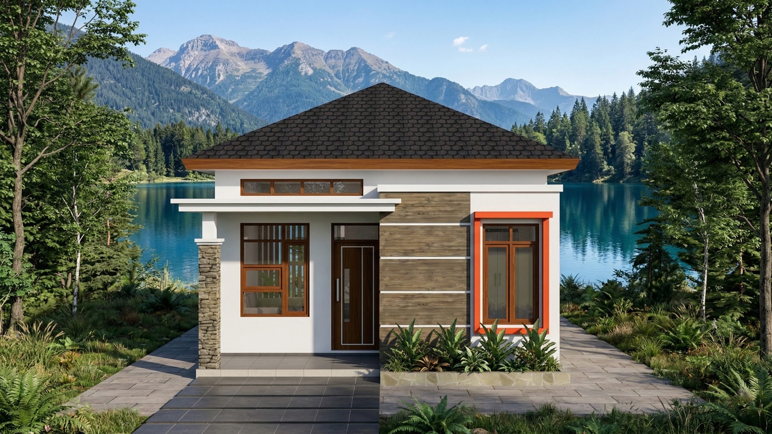 20x26 Feet Tiny House Plan Modern 6x8 Meter House Design (2 Beds 1 Bath)