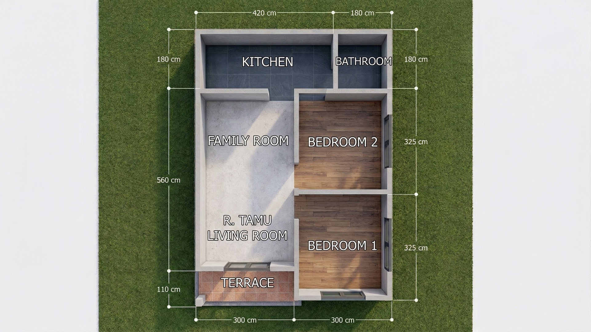 20x26 Feet Tiny House Plan Modern 6x8 Meter House Design (2 Beds 1 Bath)