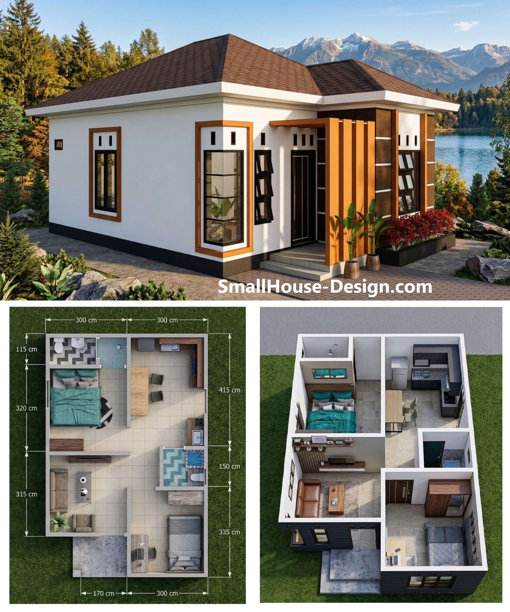 Modern 6x9 Meter 2-Bedroom Small House Plan (20x30 Feet) Full 3D Layout & Floor Plan