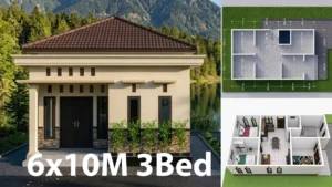 Modern House Design Plan 6x10 Meter 3 Bed 1 Bath Small Home Layout