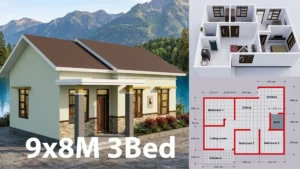 Small House Design 9x8 Meter Complete 3 Beds 1 Bath Floor Plan & Cost Estimate