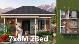 23x20 Small Modern House Plans 7x6 Meter Tiny Home Design 2 Beds 1 Bath