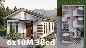 20x33 Feet Small House Design 6x10 Meter 3 Bed 1 bath