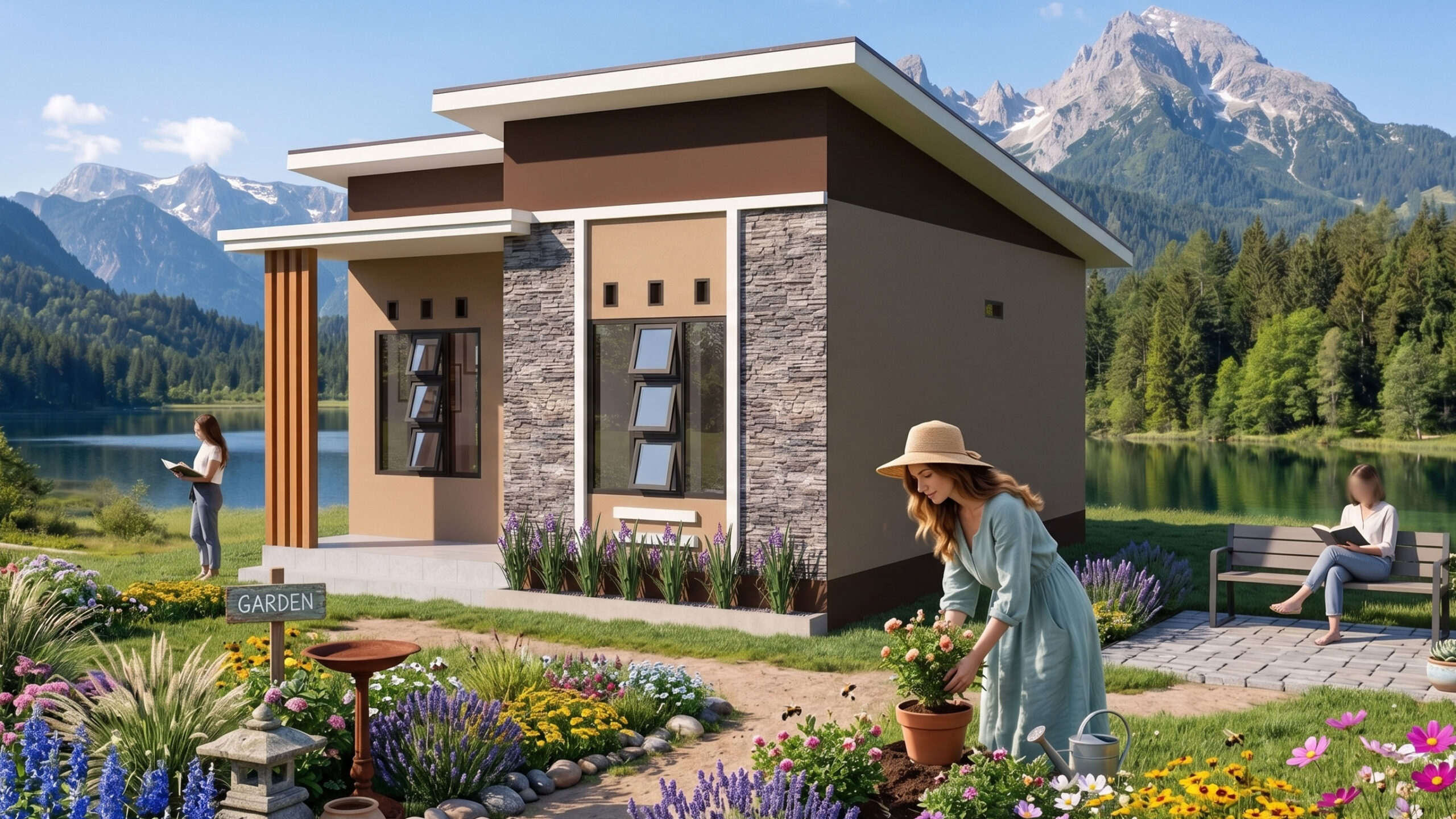 Affordable 20x23 House Plan 2 Bedroom Small Home Design 6x7m Shed Roof