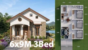 6x9 Meter House Plans Affordable 3-Bedroom 1-Bath Small House Design