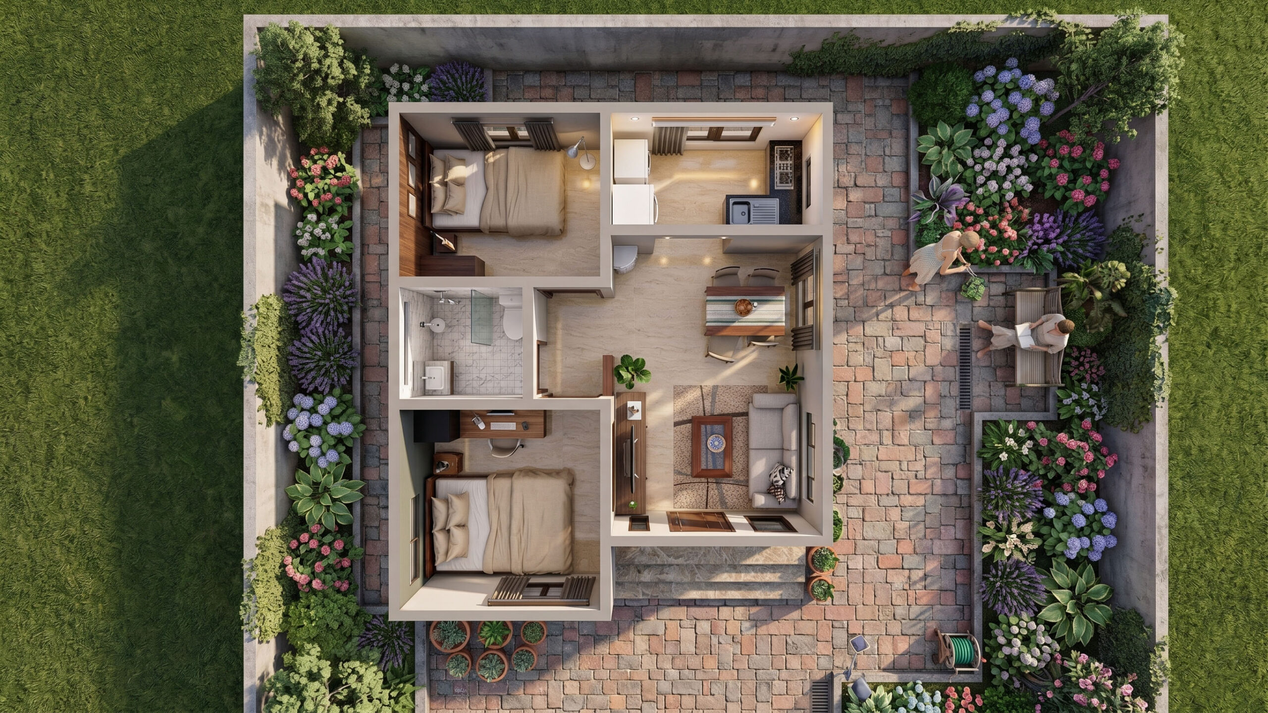 Modern 6x7 Meter Small House Design (2 Bed, 1 Bath Plan)