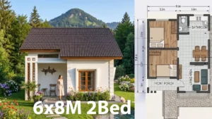 6x8 Meter Small House Design 2 Bedrooms & 1 Bath
