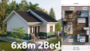 Affordable 2-Bedroom Small House Plan (6x8m Modern Cottage)