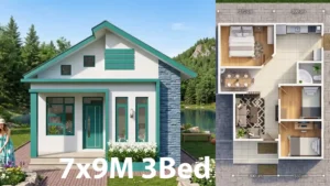 Charming 7x9m Small House Design with 3 Bedrooms cover