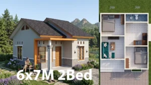 Modern 6x7 Meter Small House Design with 2 Bedrooms and 1 Bath Cover
