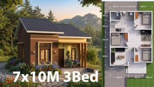 Smart 7x10 Meter House Plan 3 Bedrooms & 1 Bath Layout cover small